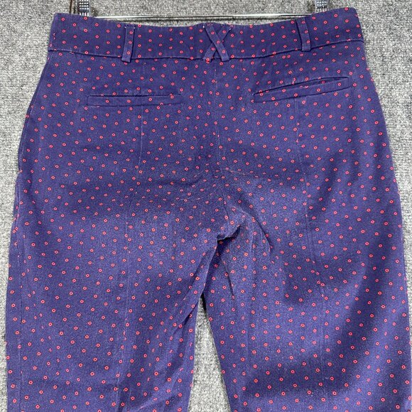 Anthropologie Pants Womens 8 The Essential Slim Blue Printed Chino Ankle Pockets - Picture 8 of 8